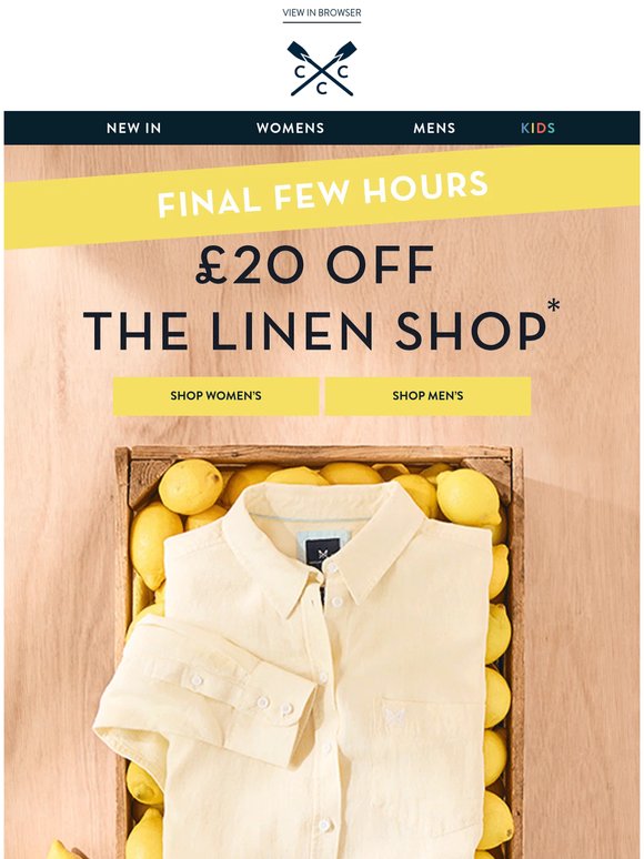 FINAL HOURS: £20 off* The Linen Shop