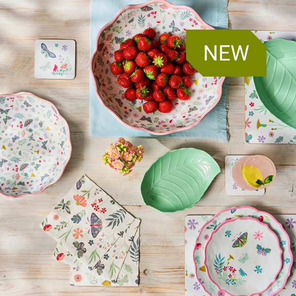 Butterfly Garden Melamine Dining Set