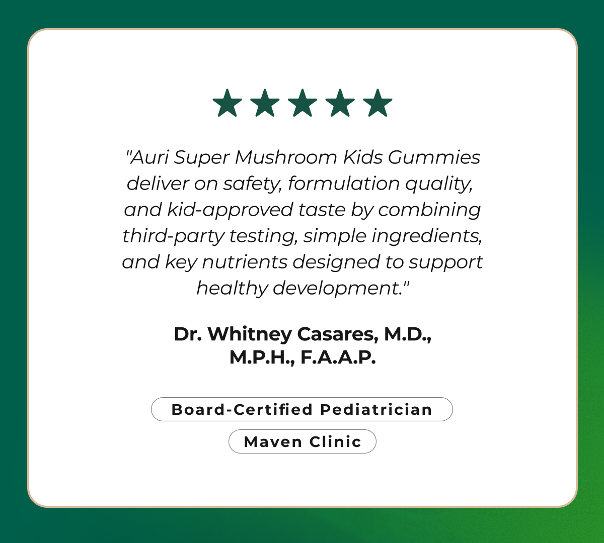 DR. WHITNEY CASARES, M.D., M.P.H., F.A.A.P. QUOTE