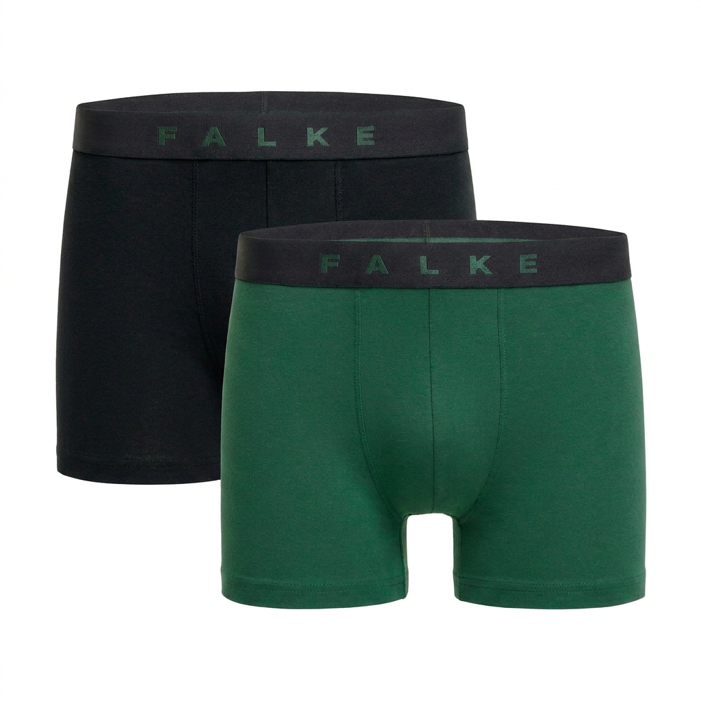 FALKE 2-pack heren boxer Daily Comfort, boxers normale lengte, groen en zwart