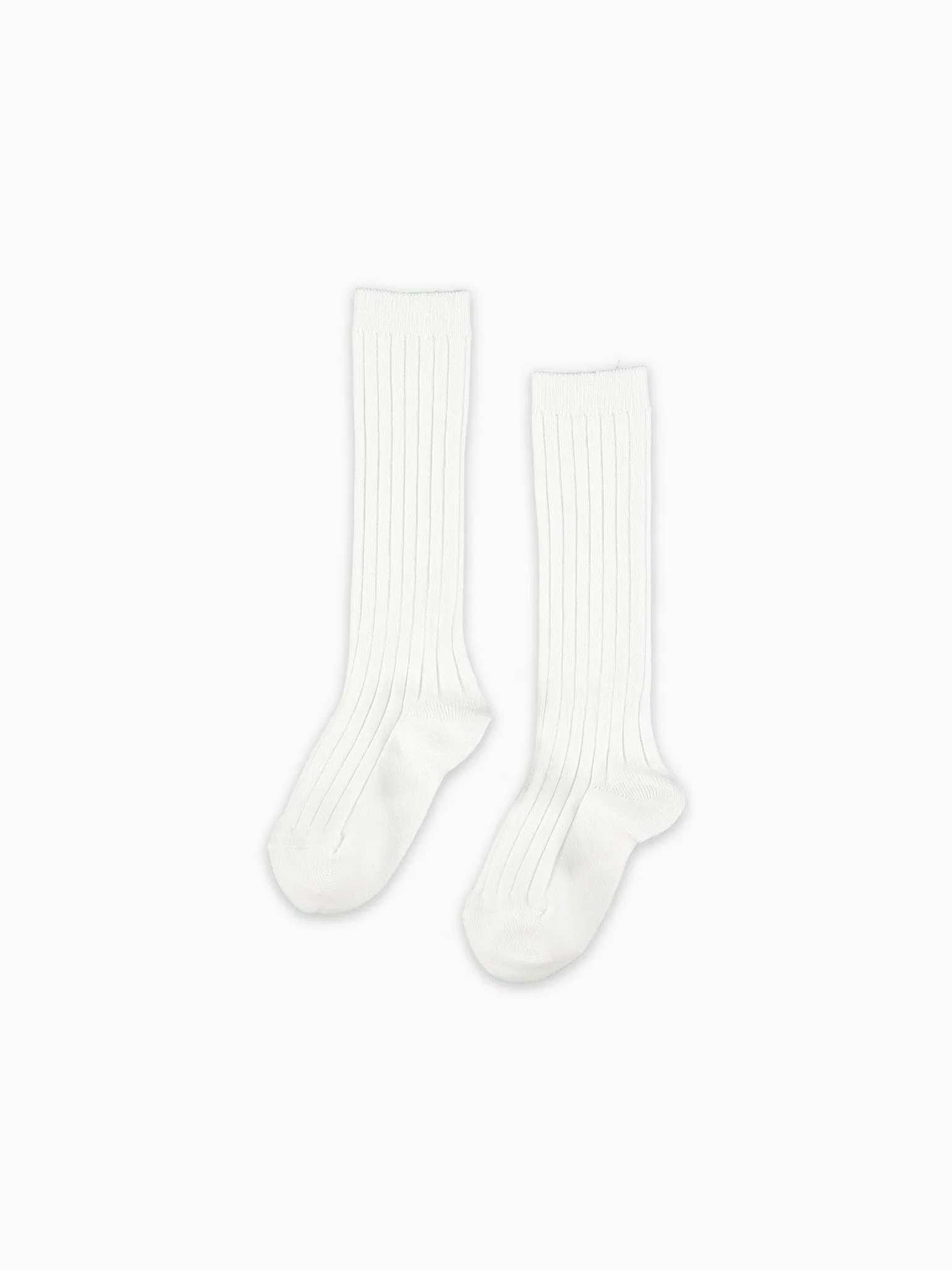 Image of White Ribbed Knee High Kids Socks
