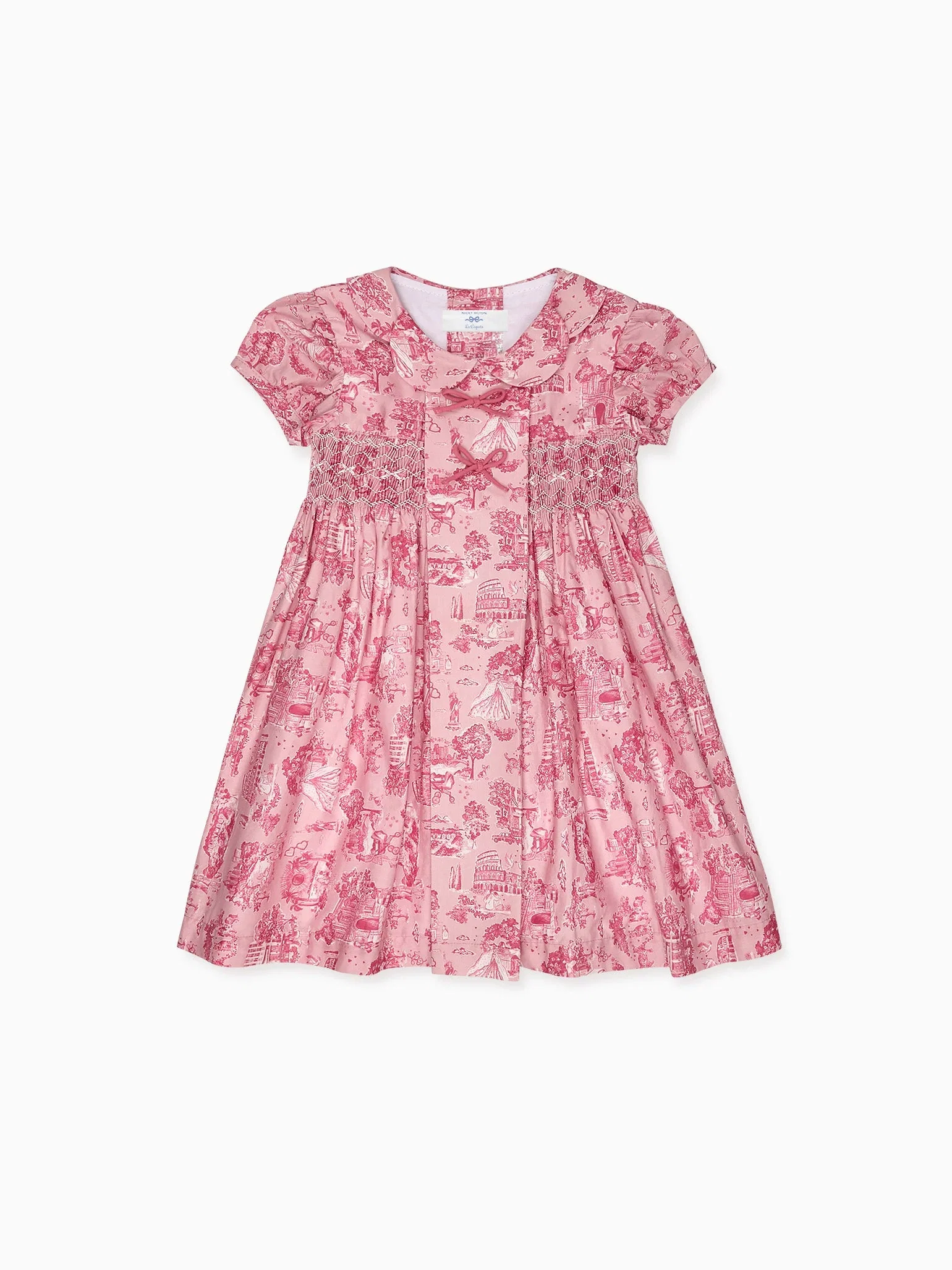 Image of Nicky Hilton x La Coqueta Pink Toile de Jouy Theodora Girl Hand-Smocked Dress