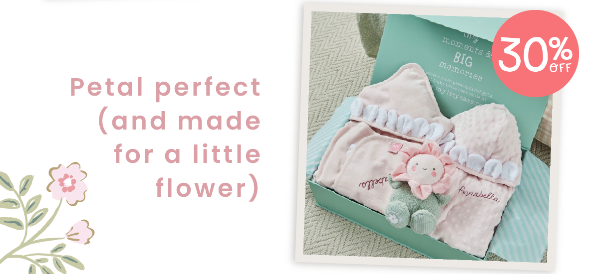 Personalised Flower Splash, Snuggle and Cuddle Gift Set