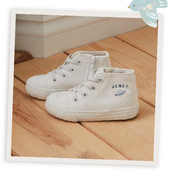 Personalised Space Planet Kids' Ivory High Top Trainers
