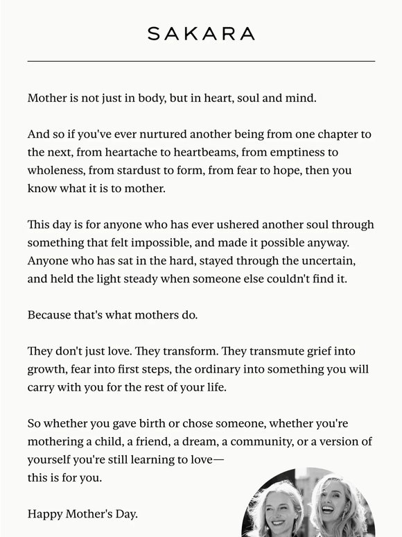 A Mother’s Day Message from Our Founders