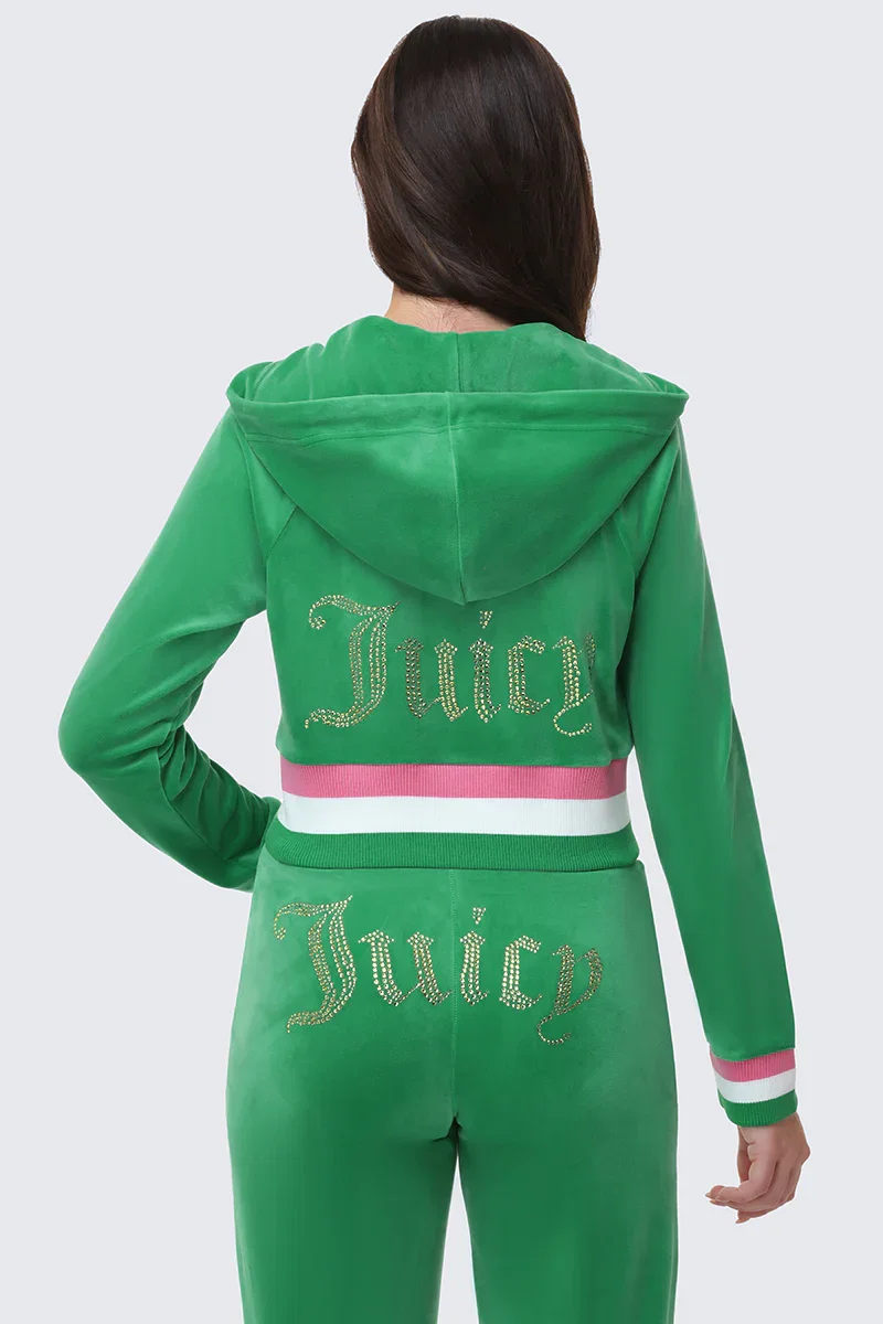 Image of Heritage Stripe Bling Velour Zip Hoodie