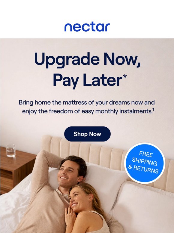 🌙 0% interest and 100% comfort. Sleep Now, Pay Later is here!