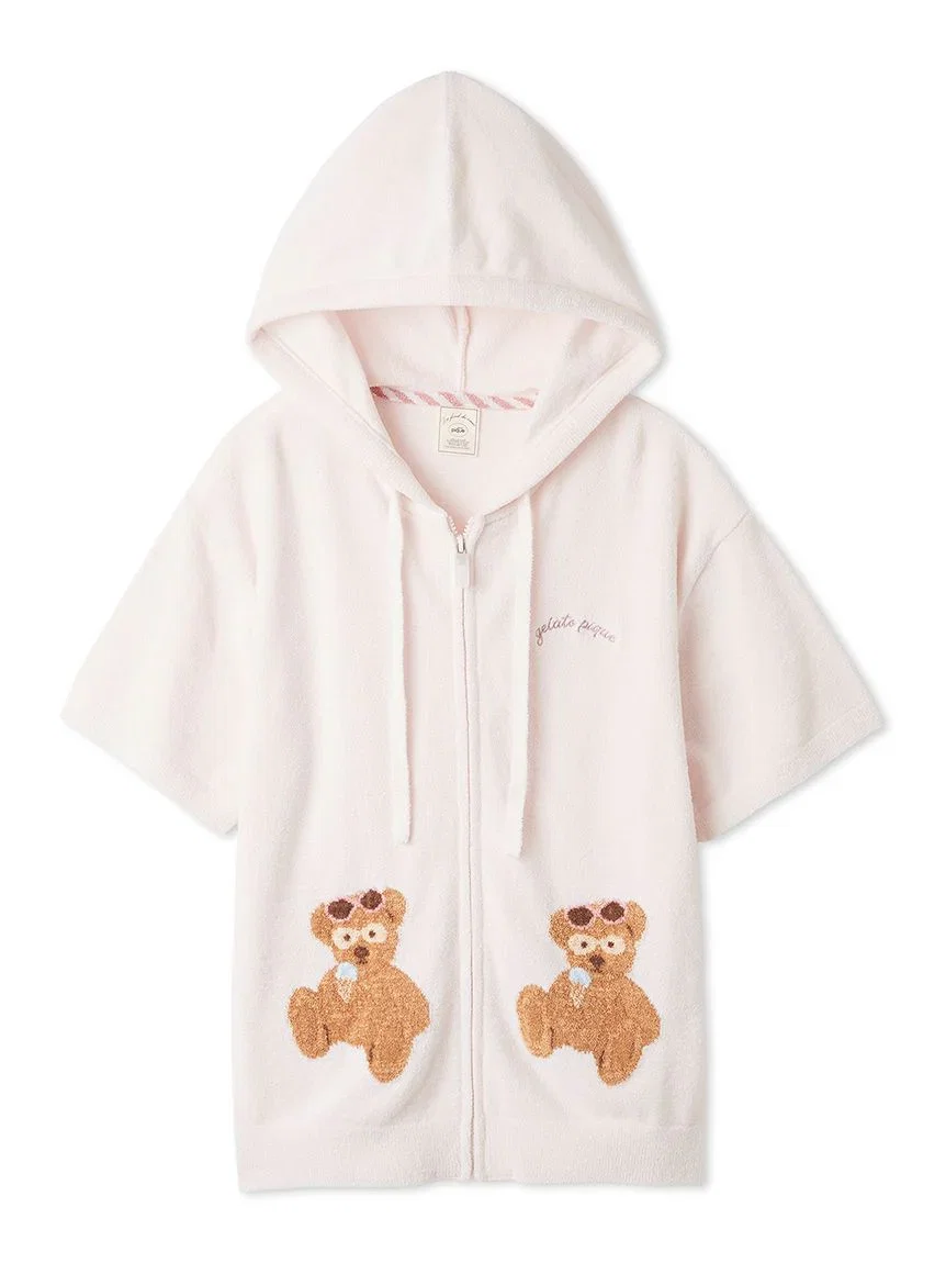 Image of Summer Bear Jacquard Short-sleeved Hoodie