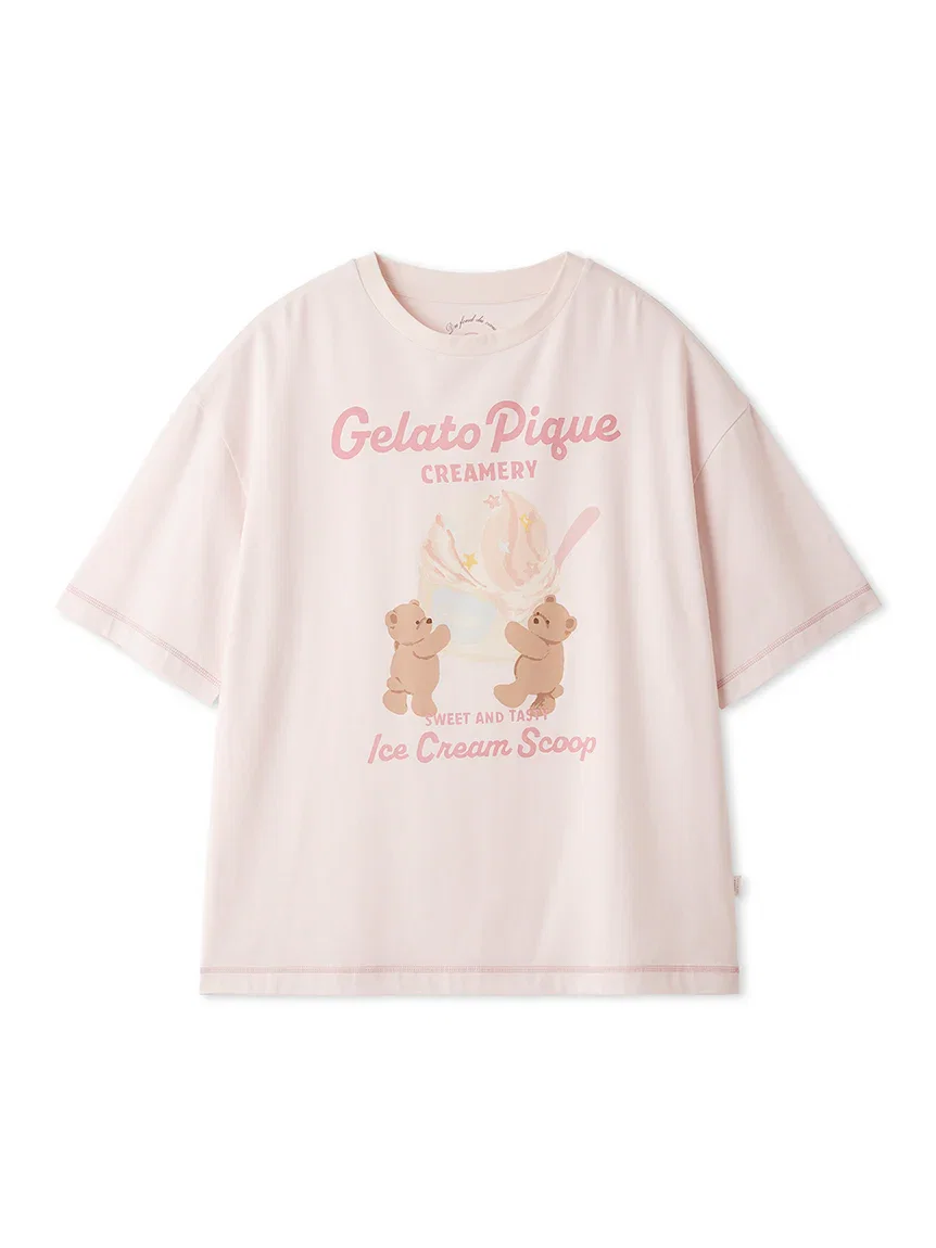 Image of Cool Rayon Ice Cream Bear Printed T-shirt