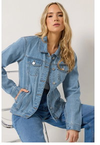 LTS Tall Blue Mid Wash Cotton Denim Jacket