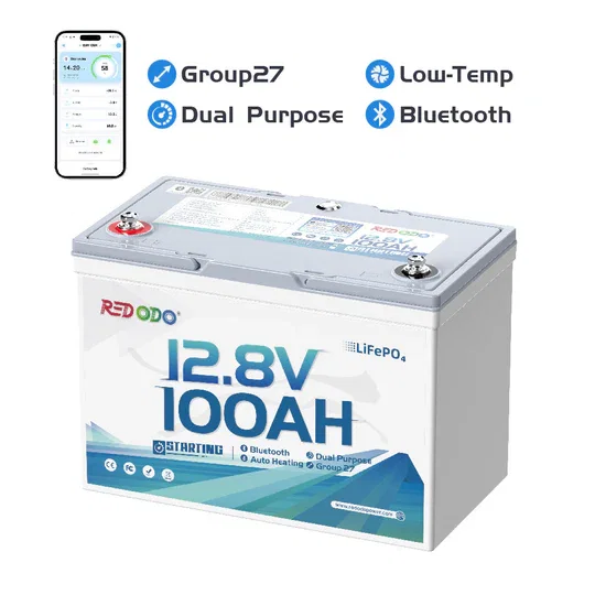 🔥【Final $371】Redodo 12V 100Ah 900 CCA Group 27 Dual Purpose Marine Battery with OTA Bluetooth Auto-Heating