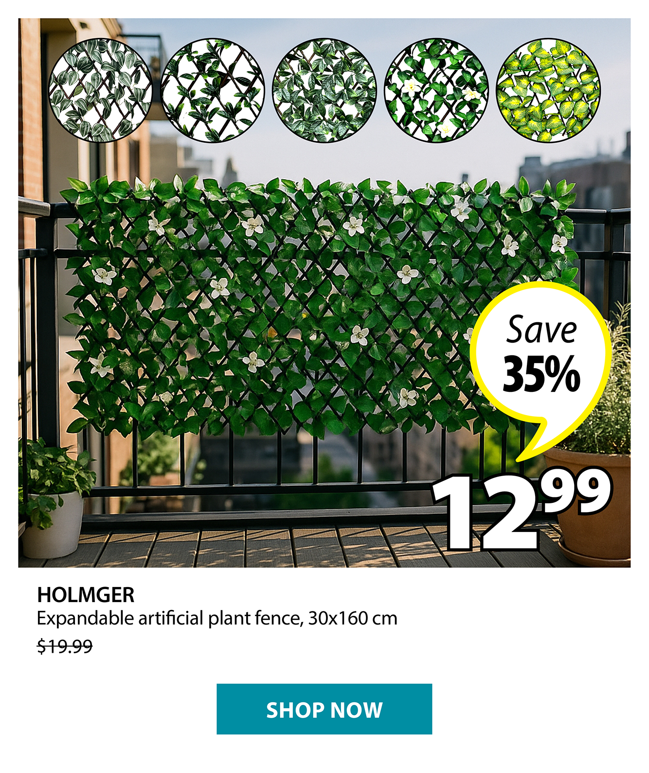 HOLMGER Expandable artificial plant fence | Save 35%