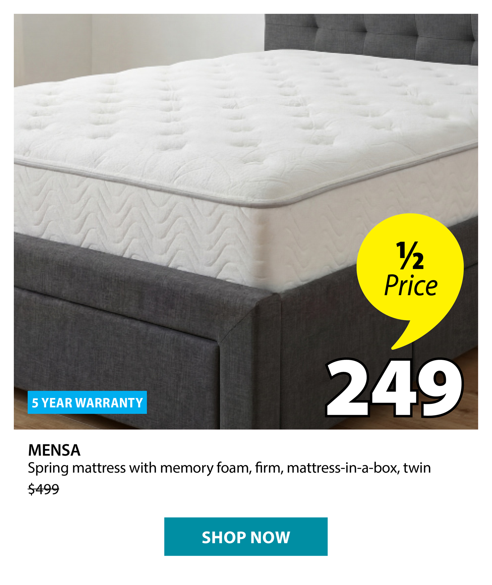 MENSA Spring mattress with memory foam | 1/2 Price