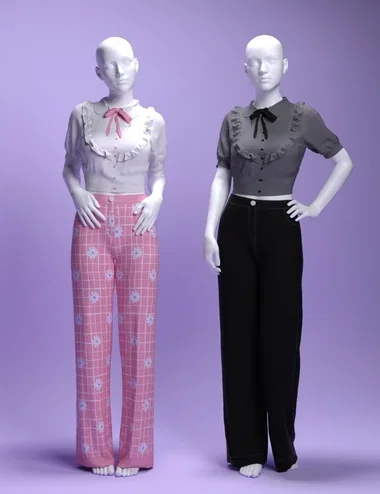 dForce MS Cute Vintage Outfit for Genesis 9 and 8 Female