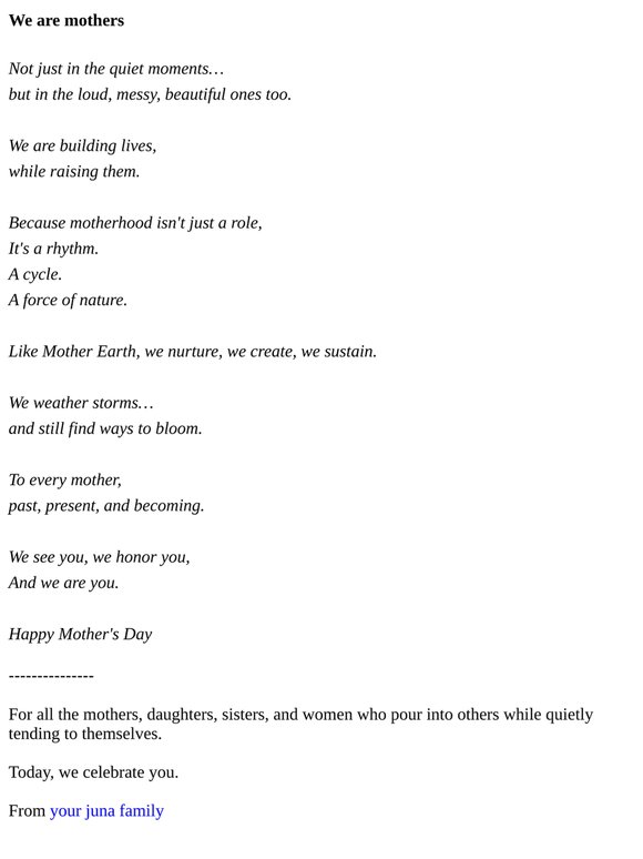 From the women of juna, with love.