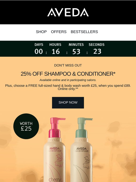 ENDS SOON | 25% off shampoo and conditioner*