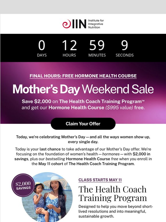 Final Day: Your Mother’s Day Offer Ends Tonight