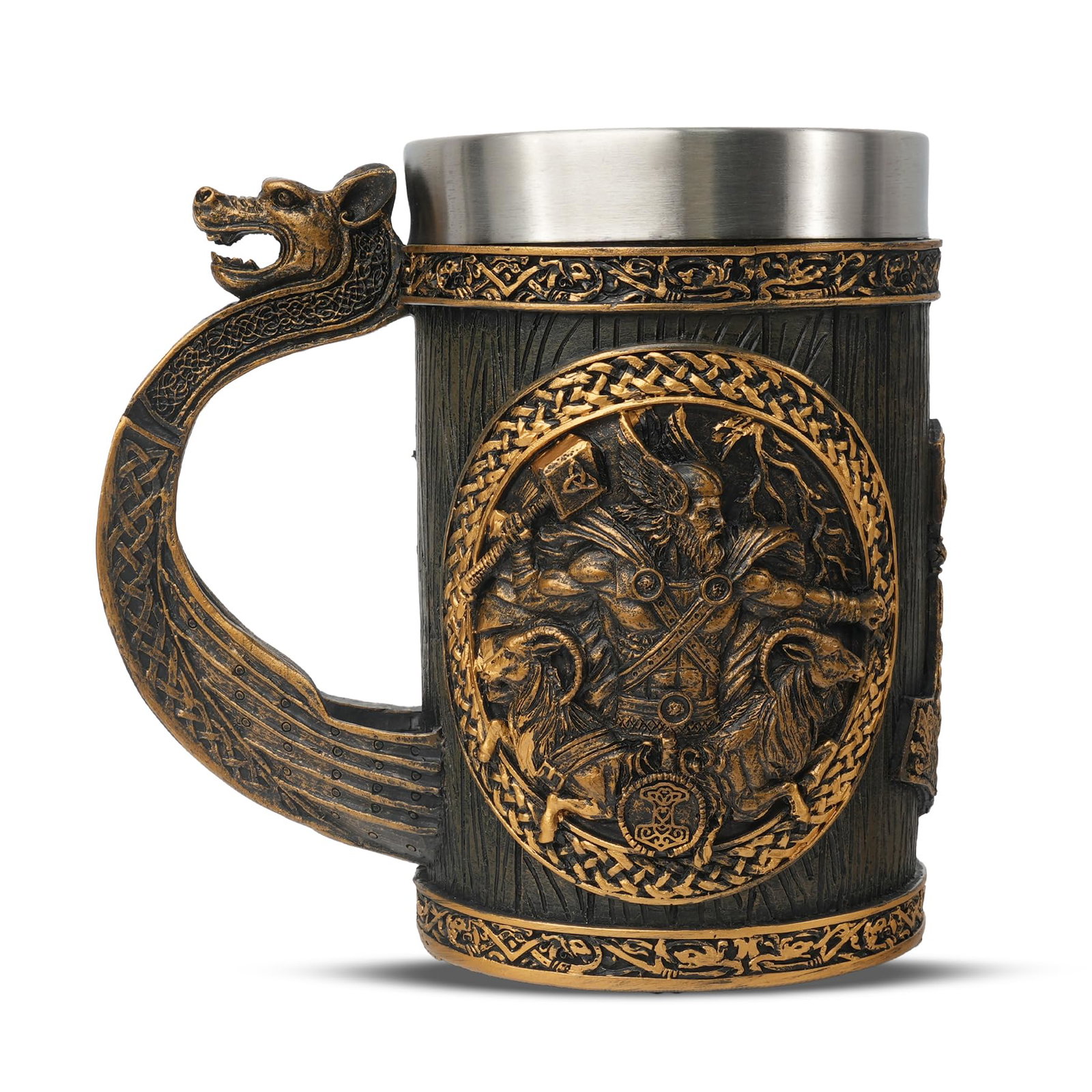 Original Handmade Viking Runes Mug – 20oz Thor Hammer Beer Tankard