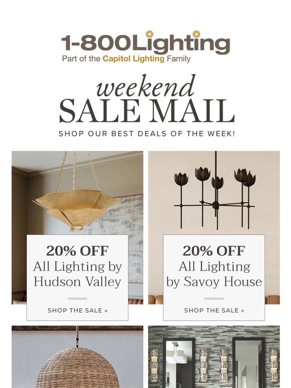 VIP SALE ALERTS: Generation Lighting • Visual Comfort • Hudson Valley • Hinkley & More!