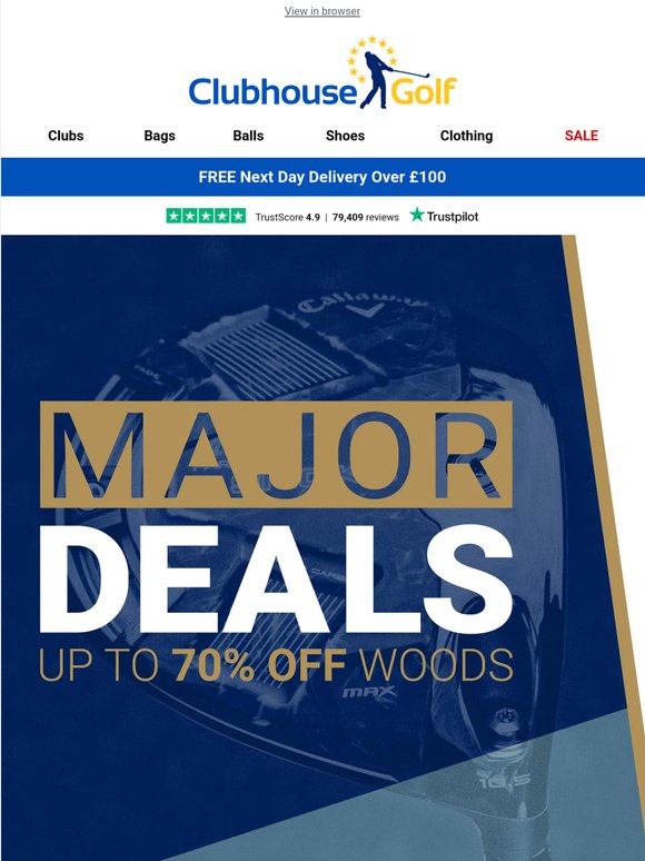 🏆 Major Deals | Up to 70% off woods ⛳