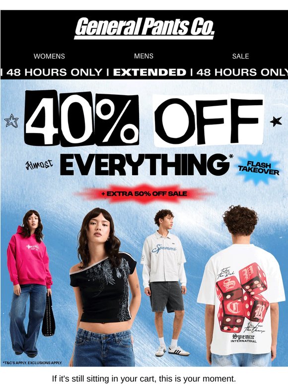 40-50% OFF ALMOST EVERYTHING EXTENDED ⏳