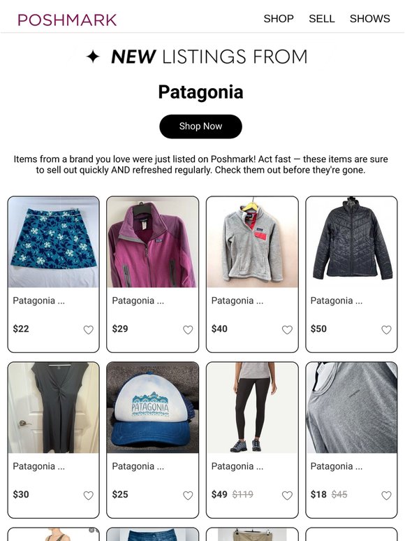 Just In: Patagonia at up to 70% off