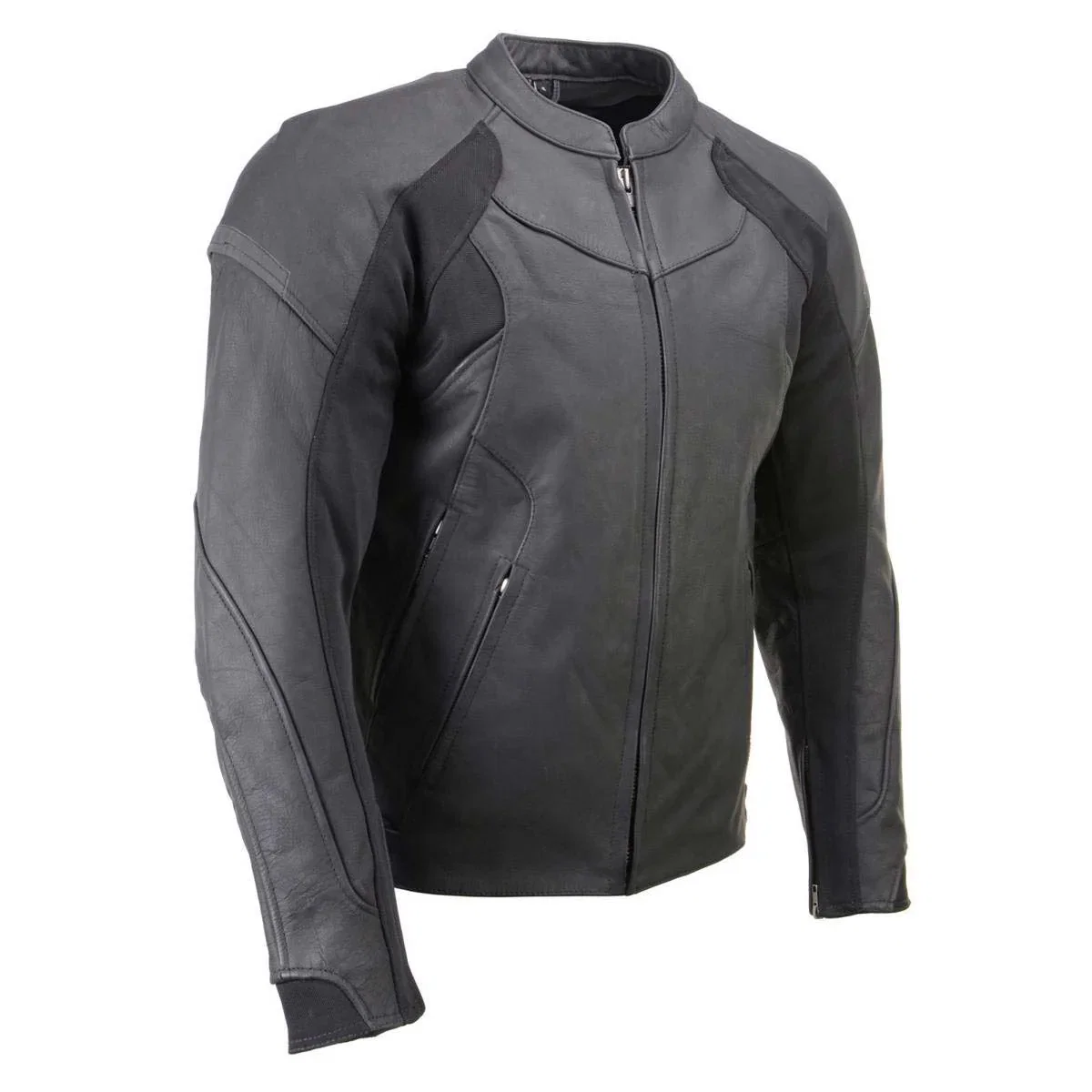 Image of Milwaukee Leather Men's Endo Black Leather Motorcycle Jacket w/ CE Armor, Reflective Panels, Vents - LKM17023