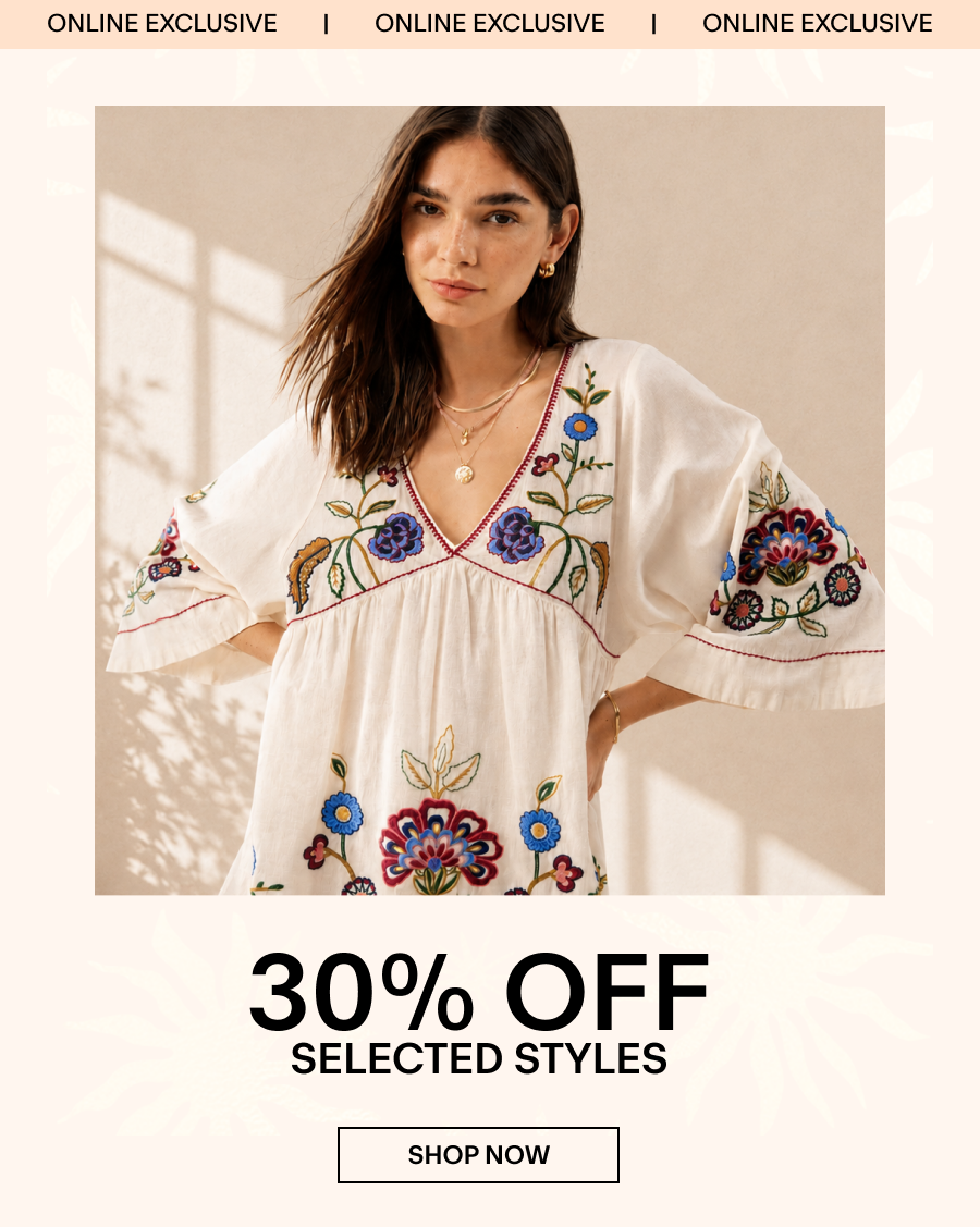  30% OFF seclected styles