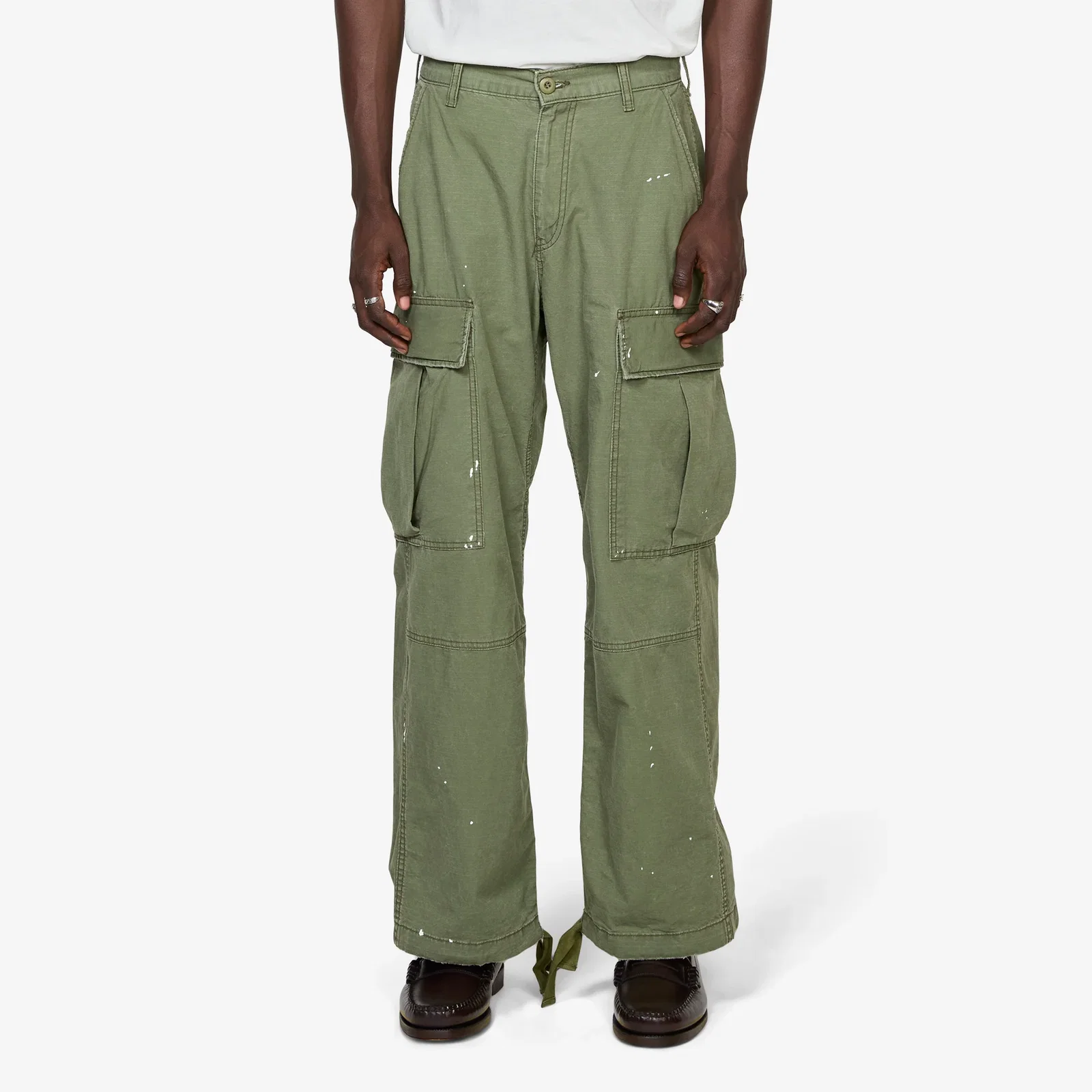 Image of Wide Leg Cargo Pants Army Green