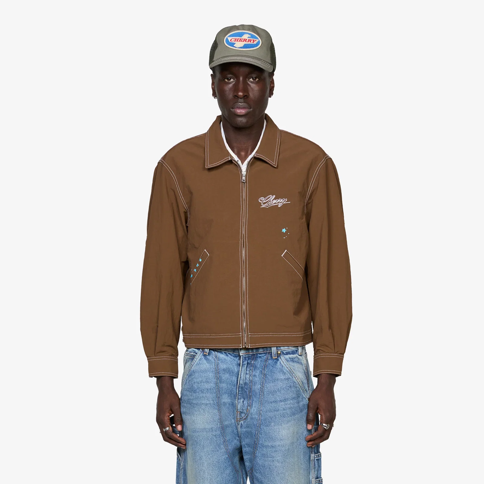 Image of Nylon Running Jacket Brown