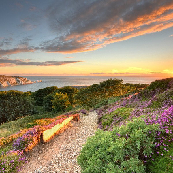 Overlooking the Isle of Wight coastline during sunset