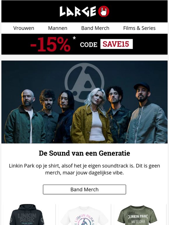 Jouw favo merch nu met 15% KORTING!