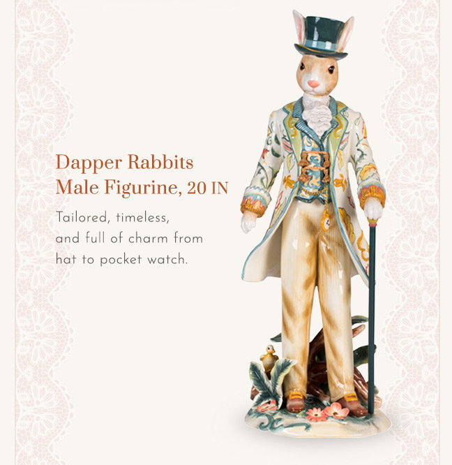 Dapper Rabbits Male Figurine, 20 IN
