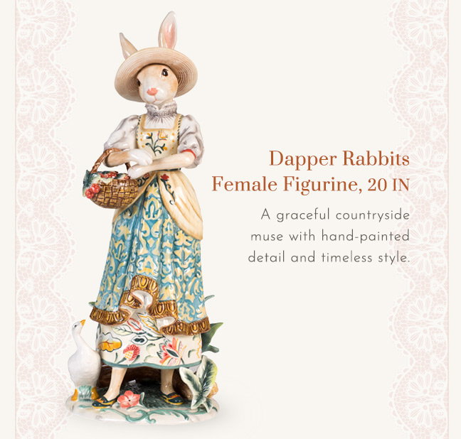 Dapper Rabbits Female Figurine, 20 IN