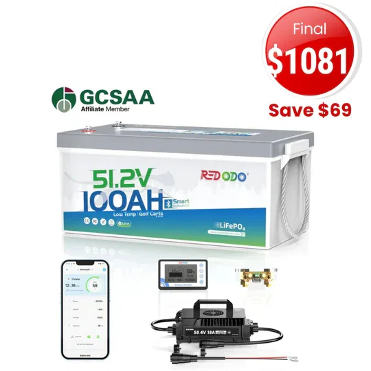 🔥【Sale-Final $1081】Redodo 48V 100Ah Bluetooth Golf Cart Lithium Battery Conversion Kit | For Club Car, EZGO, ICON, Yamaha