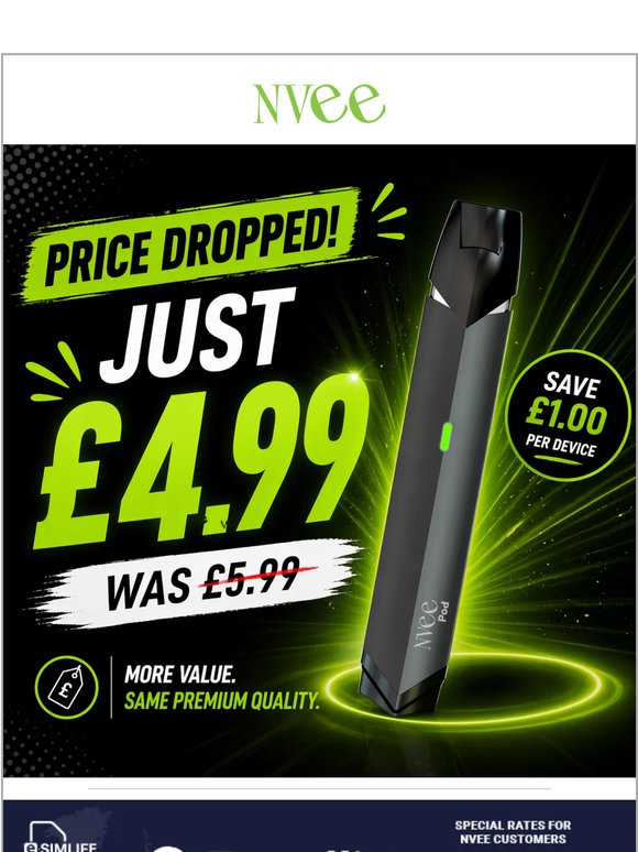 🔥Hot Pick: Grab Your NVee Pod for just £4.99!
