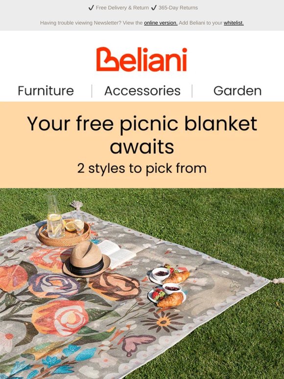 Sunny forecast? Grab your free picnic blanket 🌞🌼