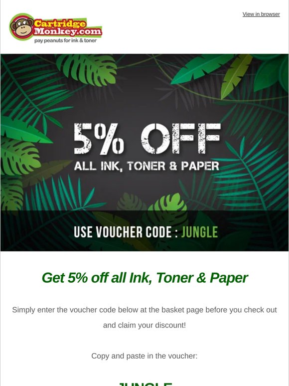 ⏰ Limited time - Get 5% off all printer cartridges...