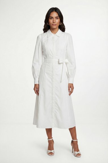 Cotton Lace Detail Shirt Dress