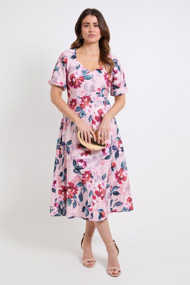 Floral Ottoman Twill Midi Dress