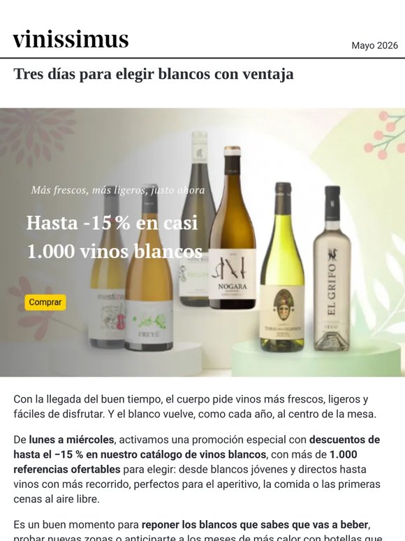 Hasta −15 % en más 1.000 vinos blancos
