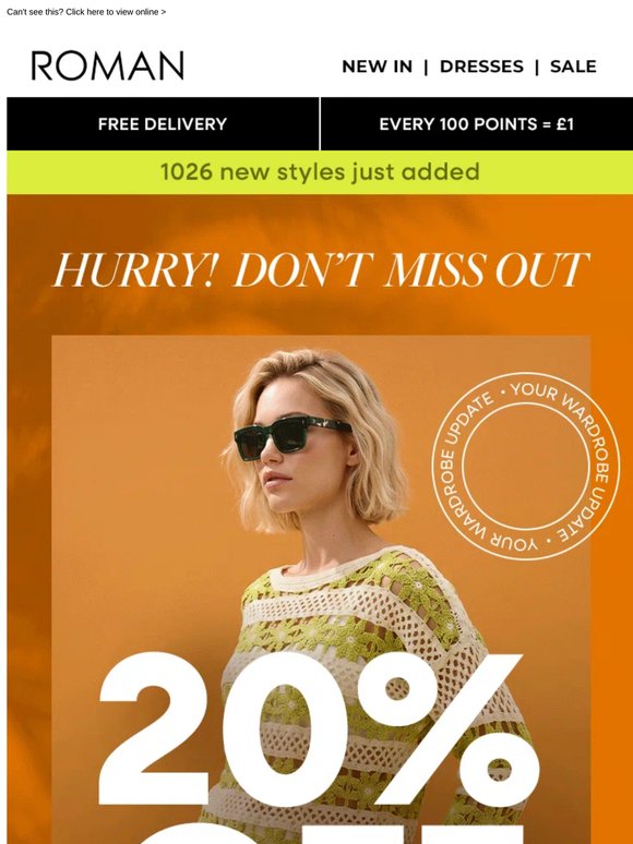 FINAL hours for 20% off