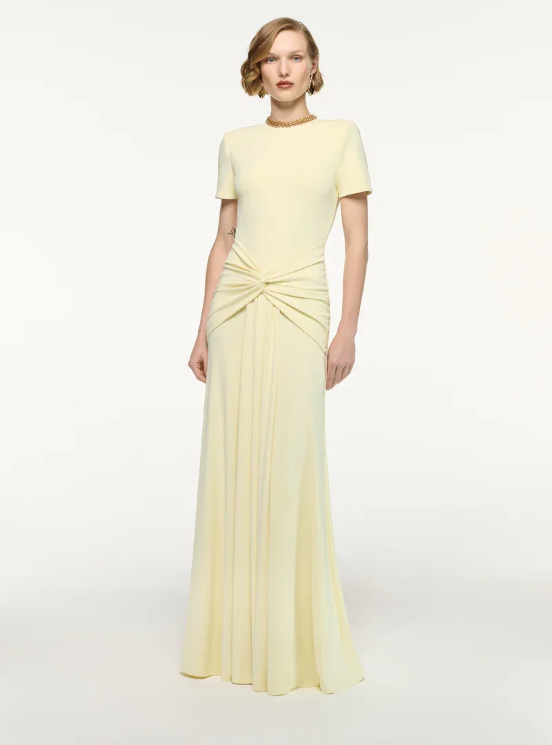 WATERFALL TWIST DRAPE JERSEY DRESS