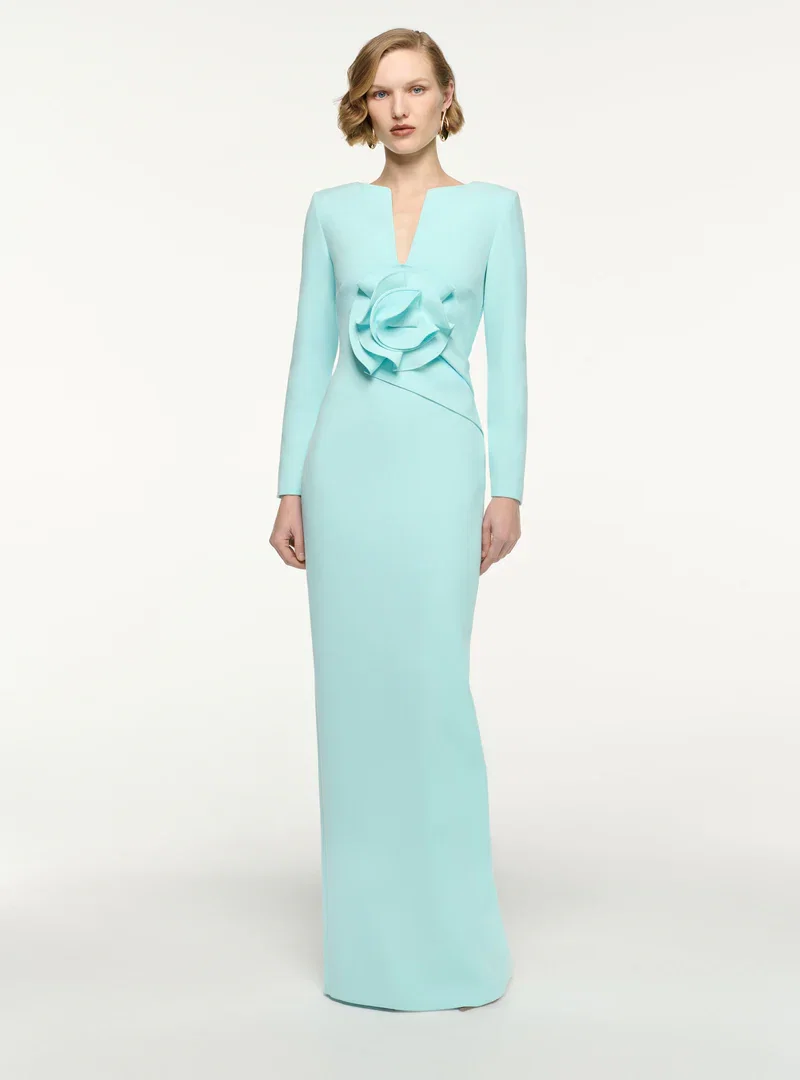 FLOWER DRAPE CREPE GOWN