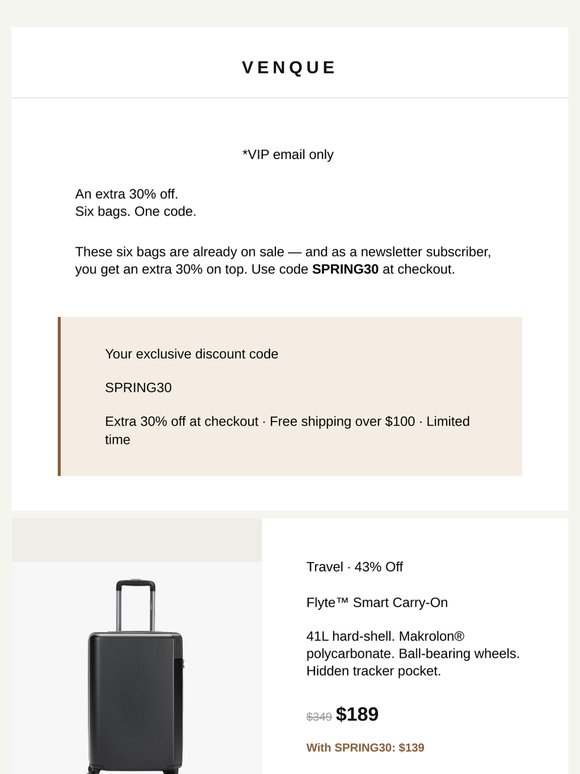 Again, Your extra 30% off — 6 bags, one code