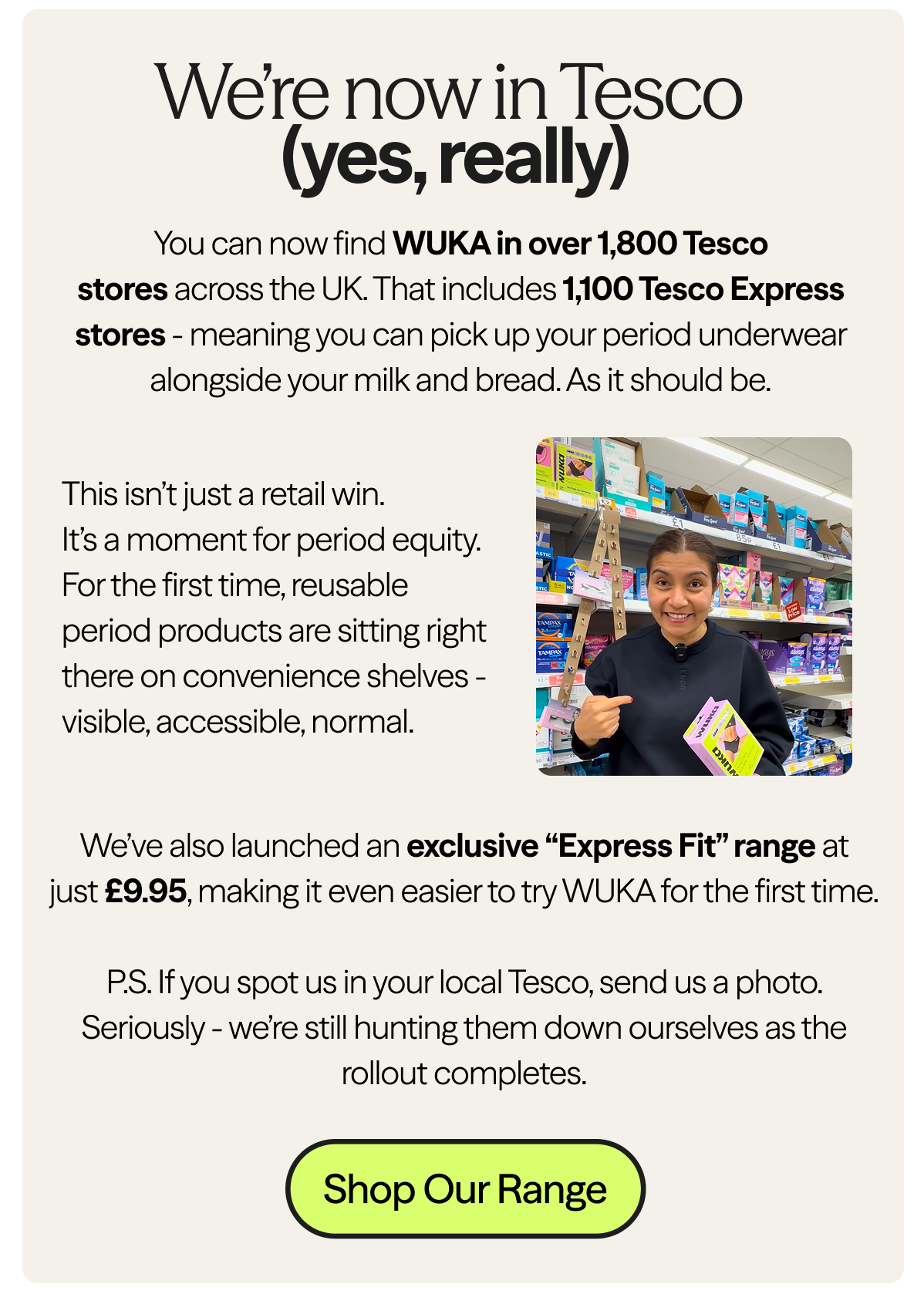 We’re now in Tesco (yes, really)