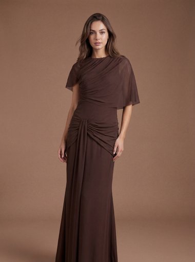 Twist Cape Sleeve Contour Collective Bridesmaid Dress