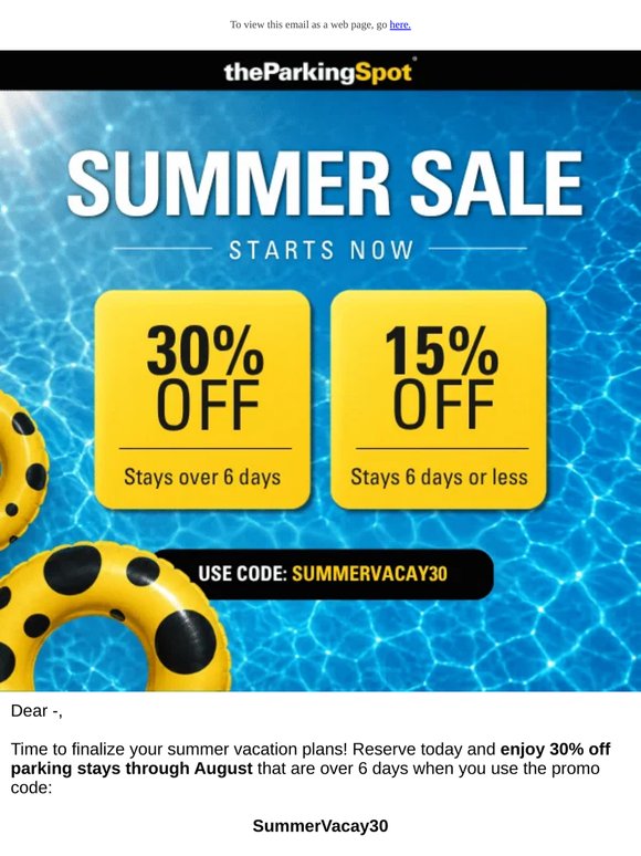 30% off your summer parking!
