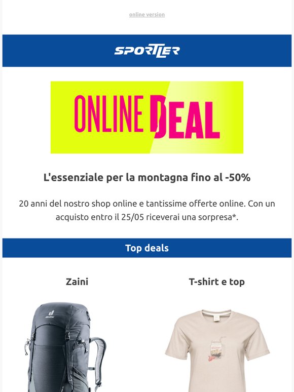 Fino al -50% su articoli da montagna