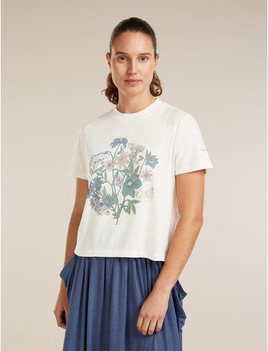 Women's Merino 150 Tech Lite Short Sleeve Crop Tee NZ Flora - Ecru hthr / L